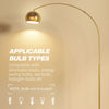 Arc Floor Lamp for Living Room, Free Standing Tall Lamp, Silver Tone