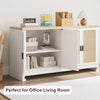 Buffet Cabinet Rattan Storage with 4 Door Shelf Sideboard Buffet for Dining Room