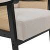 Wooden Frame Armchair Upholstered Fabric Single Sofa Mid-Century Rattan Chair UK