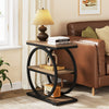 Narrow End Table with 3 shelves Industrial Wood Side Table with Metal Frame