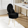 Black Dressing Table Chair with Storage, Vanity Stool with Foldable Backrest