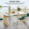 63-Inch Modern Dining Table Large Rectangular Kitchen Table w/ Faux Marble Table