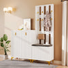 Shoe Storage Cabinets with Drawers, Shoe Bench and Coat Rack Wardrobe Set White