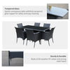 6 Seater Rattan Dining Set with Cushions, Garden Furniture Set, Black