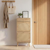 Bonnlo Rattan & Drawer Shoe Cabinet, 2 Bins + 1 Drawer, Adjustable