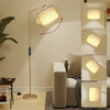 Gold Floor Lamp Free Standing Light with Bulb Linen Shade Remote Control Bedroom