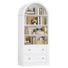 Arched Bookcase with Drawers Arch Display Cabinet Tall Bookshelf 79.5x36x177cm