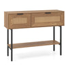 Freestanding Sofa Table with Flip Doors & Open Storage Shelf