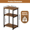 Sofa Side Table 3-Tier End Table Bedside Table with Metal Frame Nightstand