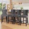 Kitchen Counter Bar Stool Breakfast Barstool High Chair Velvet Fabric Wood Legs