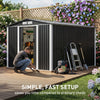 8 x 10ft Garden Shed Metal Apex Roof Outdoor Storage Tool Sheds Lockable Doors