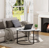 Round Coffee Tables, Set of 2 End Table, Nesting Side Circle, Black