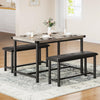 Dining Table Set for 4 w/ 2 Upholstered Benches, Space Saving Kitchen Table Set