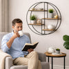 Metal Wire Wall Shelf Home Decor Storage Floating Round Multi-Section Shelf