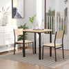 3 Pcs Compact Dining Table 2 Chairs Set Wooden Metal Legs, Light Wood Grain