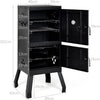 Charcoal BBQ Smoker Grill with Thermometer 2 Door Outdoor Roaster Cooking Oven