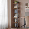 Narrow Wooden Shelf 6 Tier Rustic Rack Display Unit Metal Frame Storage Bookcase
