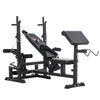 Weight Bench, 6 in 1 Adjustable Bench Press w/ Leg Extension, Barbell Rack
