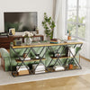 3-Tier Console Table with X-Shaped Metal Frame,Narrow Sofa Table with Shelves