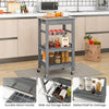 Rolling Kitchen Storage Trolley Cart Cupboard Island Stainless Steel Top Grey