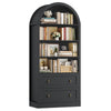 Arched Bookcase with Drawers Arch Display Cabinet Tall Bookshelf 79.5x36x177cm