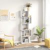 5-tier Display Shelving Storage Bookcase S Shape Bookshelf, White