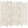 Hand carved 5-Panel Room Divider White 200x165 Solid Wood R3V3