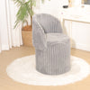 Ottoman Storage Stool Ribbed Round Pouffe Seat 3-in-1 Compact Chair Footstool