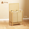 Bamboo Laundry Basket with Lid, 2 Baskets, Foldable, Natural and Cream White
