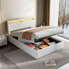 LED OTTOMAN STORAGE PANEL WHITE FABRIC UPHOLSTERED DOUBLE BED FRAME Iwzcvvcjhewl
