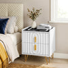 Modern LED Bedside Table with 2 Drawers Bedside Cabinet with Wireless Charging