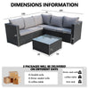 Outdoor L-Shape Rattan Sofa Glass Coffee Table 5-Seat Garden Furniture Set Black