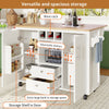 Kitchen Trolley Storage Islands & Carts with Extendable Rubberwood Worktop White