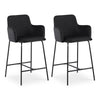 4Pcs Velvet Bar Stools Kitchen Breakfast Stool Seat Height 65cm Black