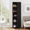 Modern Utility Storage Organizer Double Door Tall Storage Cabinet-Black