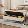 126CM Beige Linen Button Chesterfield Ottoman Storage Bench Bed End Window Seat