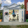Garden Shed 10X8FT Metal Apex Roof With Free Foundation Base Storage House Grey