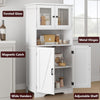 Freestanding Pantry Storage Cabinet w/Glass Doors,Adjustable Shelves,Tall Cupboa