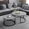 Set of 2 Round Nesting Coffee Table Compact Stacking Side Tables Space-saving