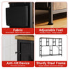 Chest of Drawers with 10 Fabric Drawers Tall Storage Unit Metal Frame Wooden Top