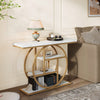 105cm Industrial Console Table, 4-Tier Narrow Entryway Sofa Table w/ Circle