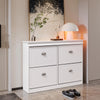 Slim White Shoe Storage Cabinet with 4 Flip Drawers for Hallway Home Office NEW