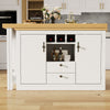 360° Swivel Dining Bar Table Kitchen Island, w/ Storage Cabinet, Wine Rack White