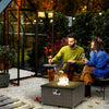 13 KW Rattan Gas Fire Pit Table, Garden Propane Fire Pit Coffee Table, Grey