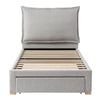 Single Upholstered Bed Frame 3ft Bed Frame with Headboard, Drawer & Wood Slats