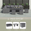 Rattan Garden 9 Seater Outdoor Set Furniture Sofa Chairs Table Bench Patio, Grey