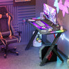 120cm Large Adjustable RGB Gaming Desk Computer Table with LED Lights Cup Holder