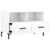 TV Cabinet in High Gloss White Engineered Wood with Legs, Spacious E9I2