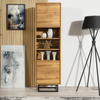 175cm Display Cabinet Oak | 2 Doors & Shelves | Metal Frame Tall Storage Unit