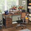 Home Office Computer Desk with Monitor Stand 2 Drawer Storage Shelves LED Lights